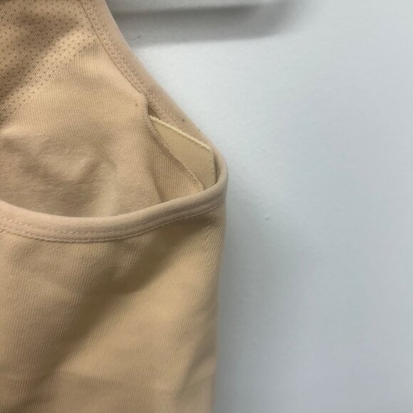 Front-Zip Beige Compression Sports Bra By Prairie Wear L/G Nylon & Spandex Blend - Picture 6 of 9